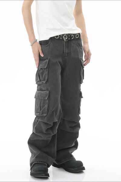 Men's Multi-Pocket Pleated Cargo Jeans - Damned Threads